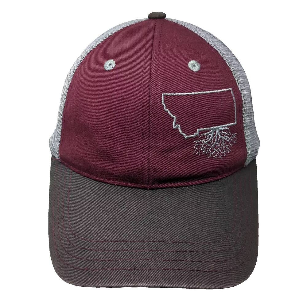 WYR CLOTHING Montana Trucker Hat Red Gray OS Snapback Mesh Embroidered Logo